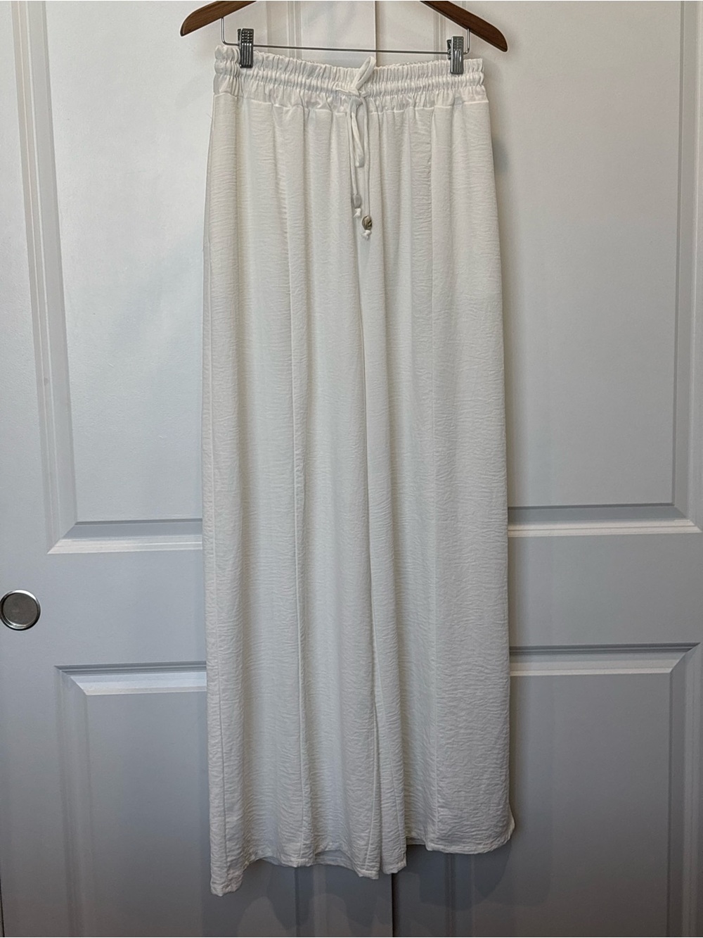 Wide Leg Drawstring Pants - White